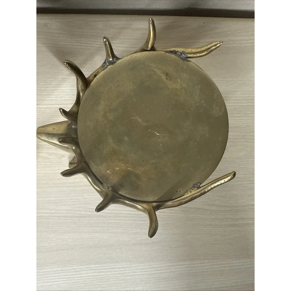 Vintage Brass Reindeer Column Pillar Candle Holders Set 2 Beautiful Heavy Glossy